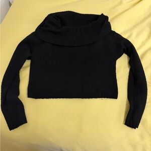 Urban Outfitters Black Cropped Fold-Over Cowl Neck Sweater
